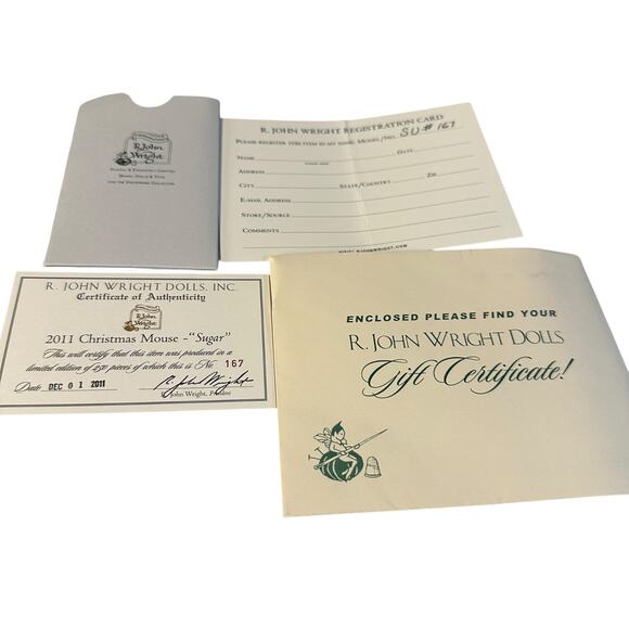 R John Wright #167 of 250 Mice Christmas Mouse - Sugar Complete Box & Cert - Picture 4 of 6